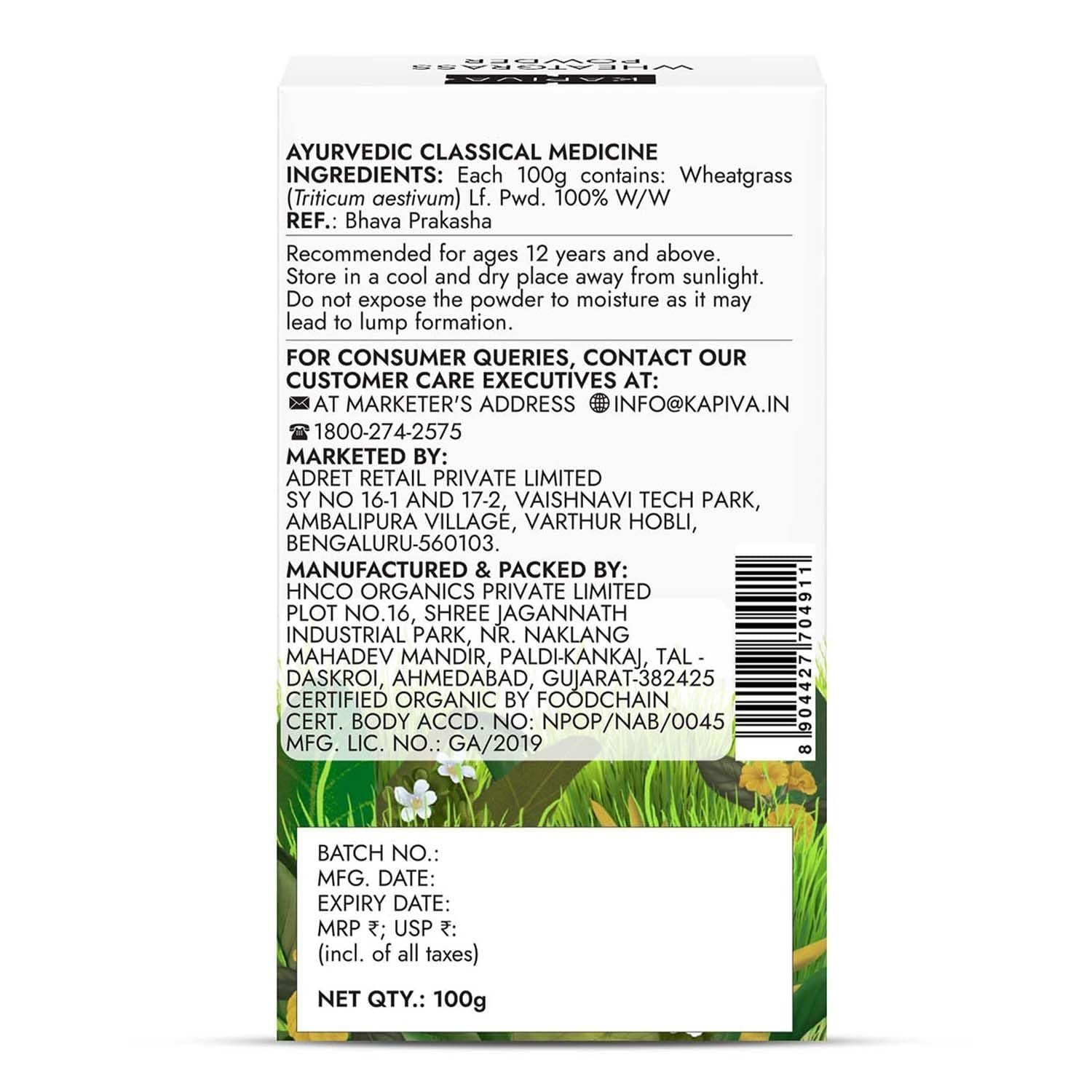 Kapiva Organic Wheatgrass Powder 100g (Pack of 2) - Image 2